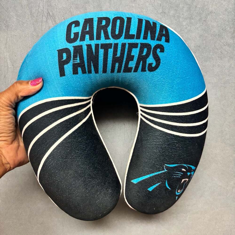 Carolina Panthers NFL Memory Foam Travel Neck Pillow Blue Black